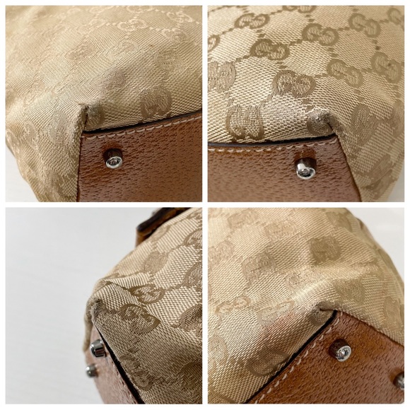 ❤️SOLD❤️Gucci beige monogram canvas orange leather trim satchel bag - Picture 4 of 12